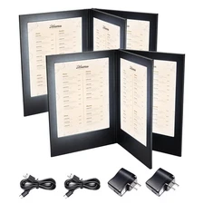 WeChef LED Backlit Menu Holder Cover Folding Panel 4 View 8"x11" Paper 2 Pack
