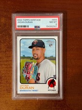 2022 Topps Heritage Jhoan Duran Rookie Card #693 PSA 8 NM-MT Minnesota Twins RC. rookie card picture