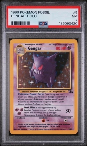 1999 POKEMON FOSSIL #5 GENGAR-HOLO PSA 7