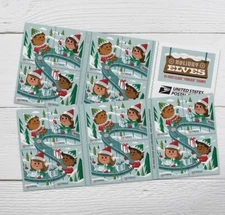 Forever USPS USA Holiday Elves Sheet of 20 Authentic Postage Stamps Christmas