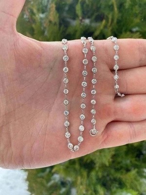 2.50Ct Round Cut Lab Created Diamond Tennis Necklace In 14k White Gold Plated