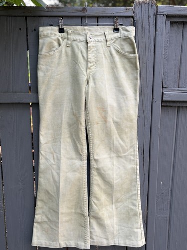 70s Vintage Levis Big E Sta-Prest Pants Light Green Bell Bottoms W 31 Hippie