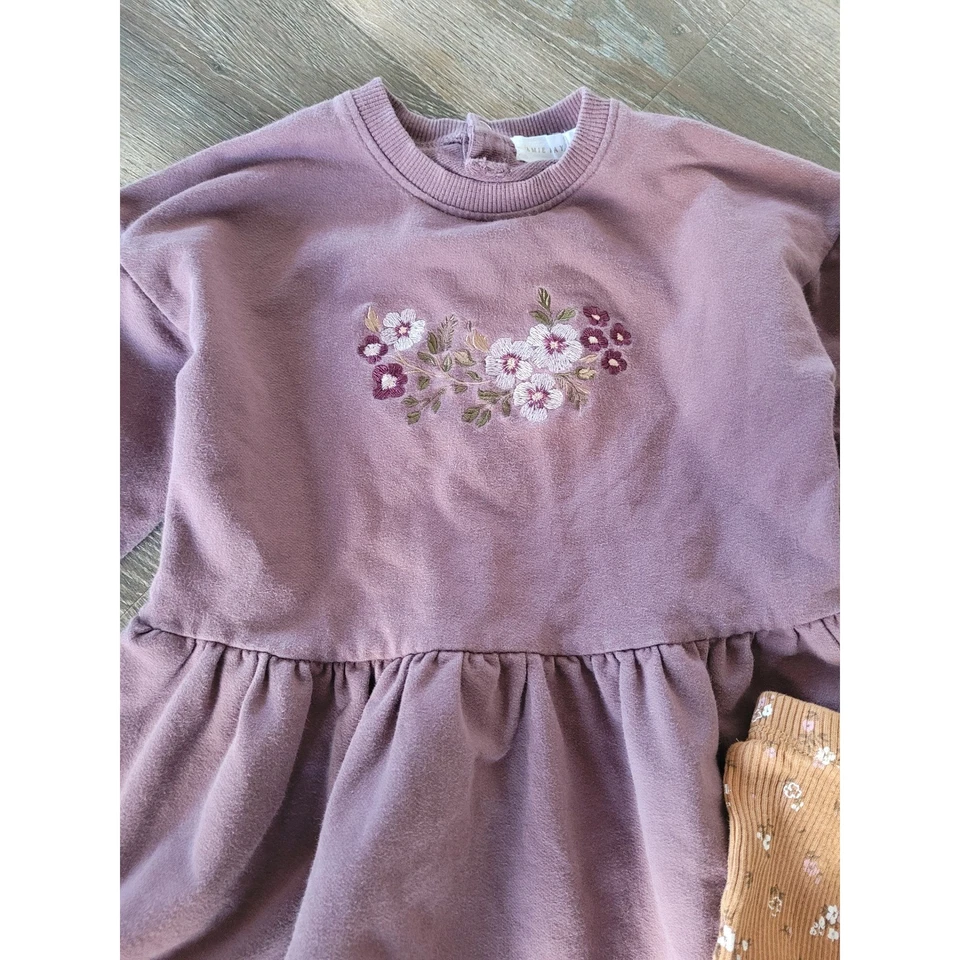Conjunto de Top Jamie Kay Floral Púrpura con Volantes y Pantalones de Oso Conejo Niño Pequeño Talla 5t #5 Foto 2 de 4