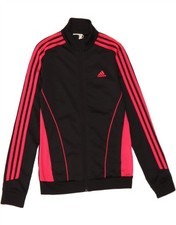 ADIDAS Womens Graphic Tracksuit Top Jacket UK 0/2 2XS Black Colourblock BV59