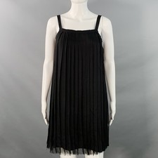 CHANEL Vintage 2008 Cruise Size S Black Silk Pleated Sleeveless Cocktail Dress