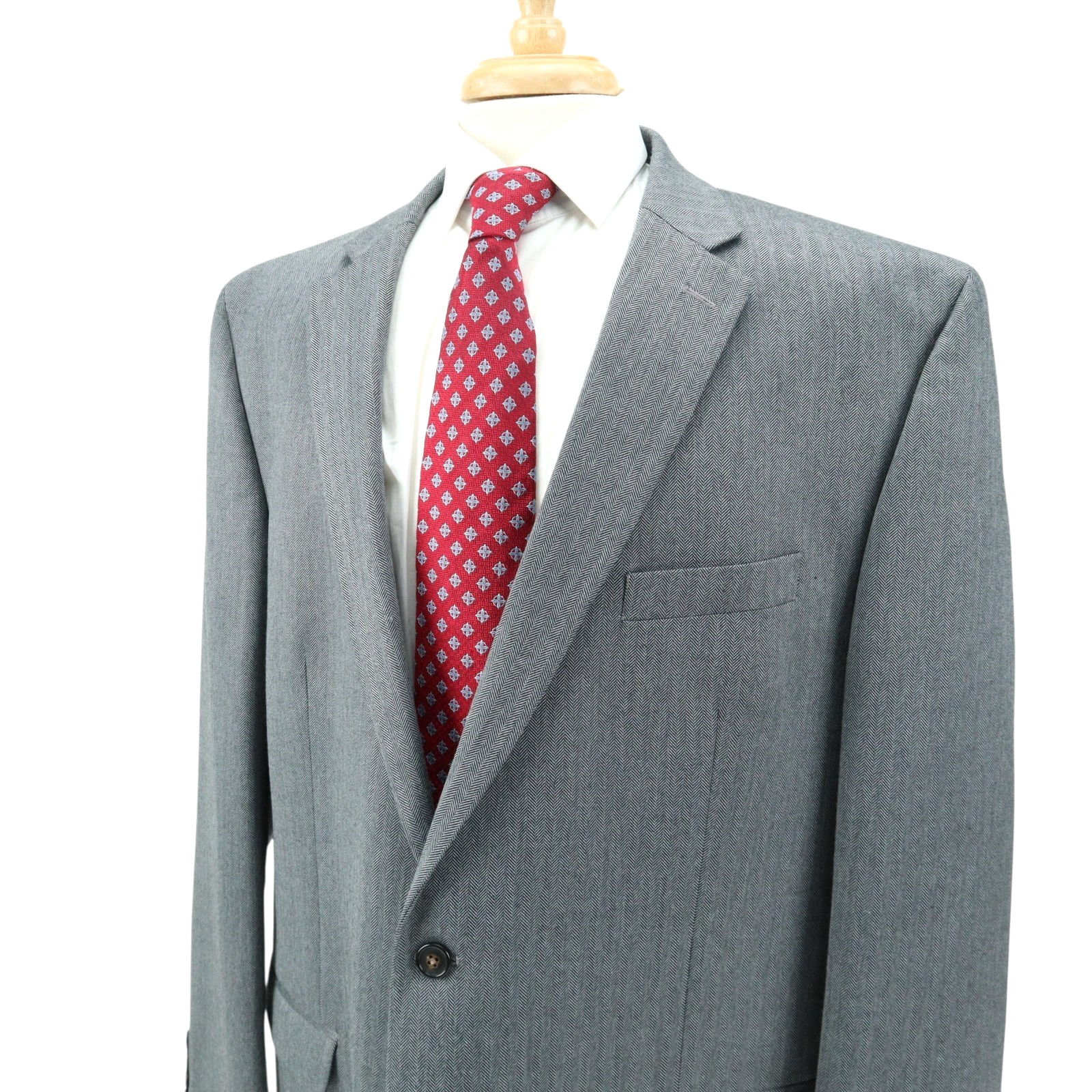 Chaps Medium Gray Herringbone Poly Blend Blazer S… - image 1