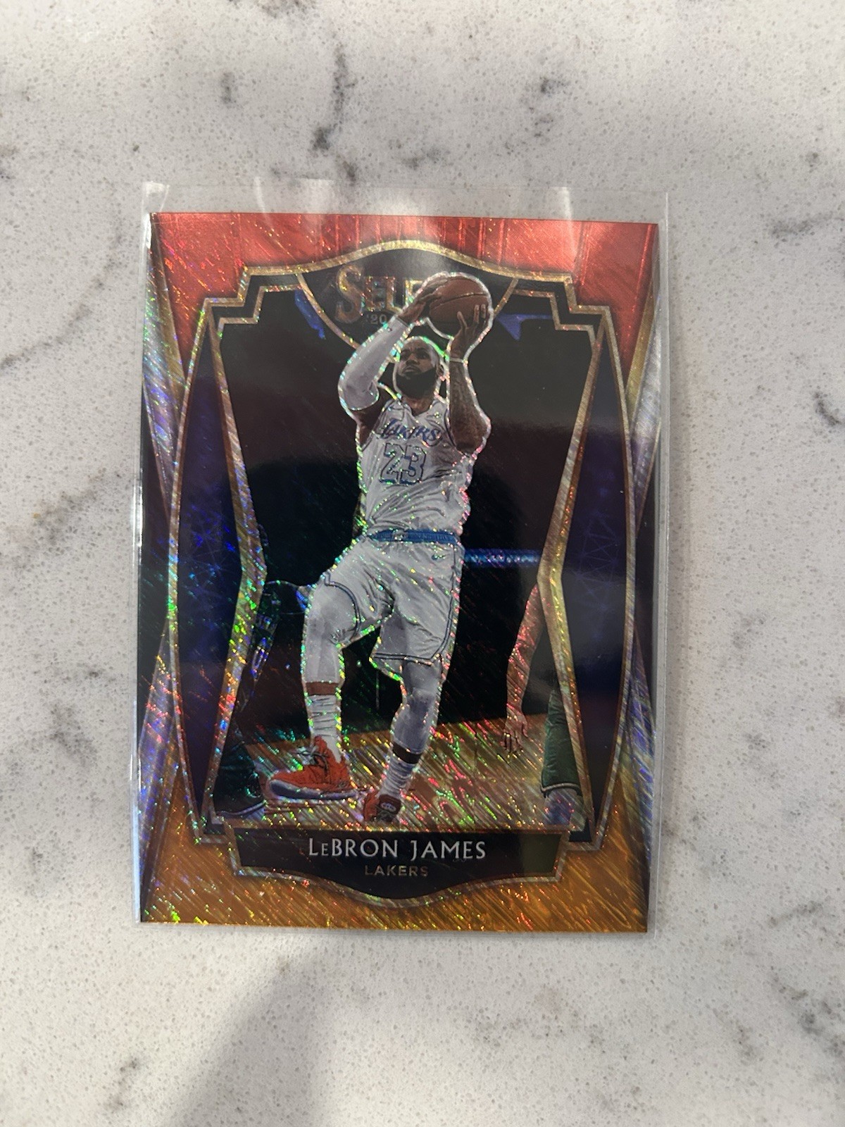 2020-21 Panini Select Lebron James Premier Level #113 Red White Orange Shimmer