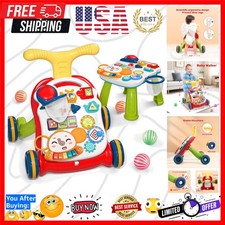 Sit to Stand Learning Walker, 2 in 1 Baby Walker, Early Educational Child Act...
