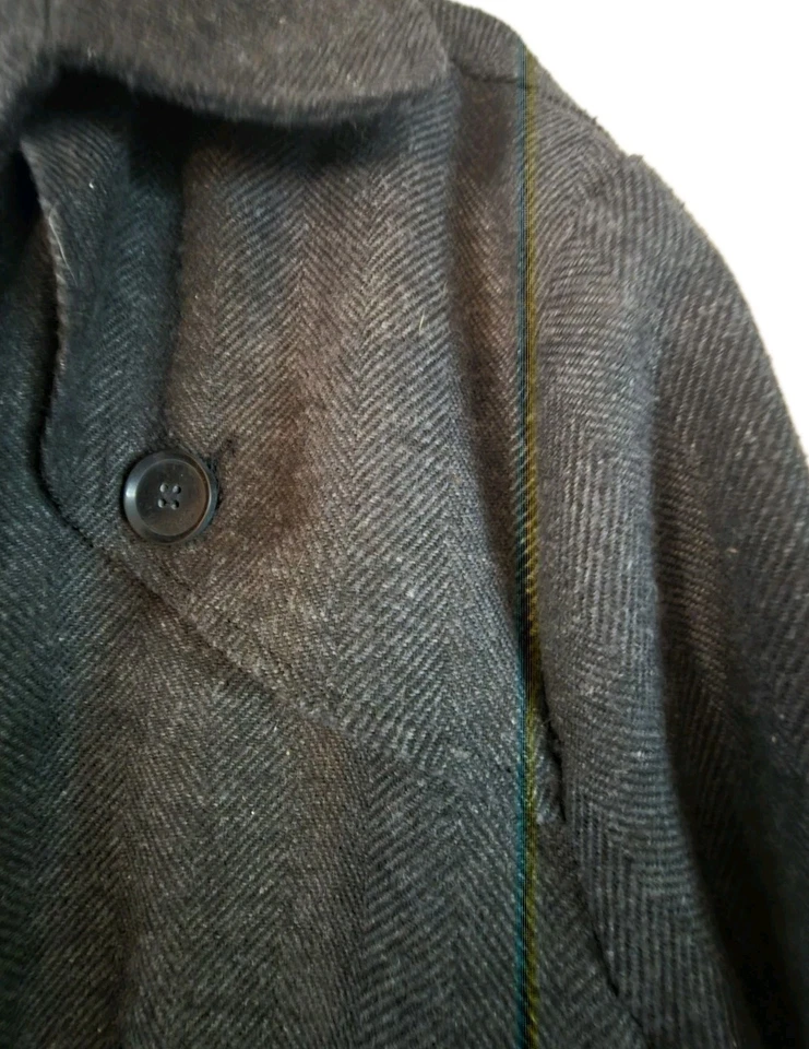 Chaqueta Abrigo Hombre Ezekiel XL Gris Carbón Mezcla Lana Guisante Espiga Doble... Foto 3 de 4