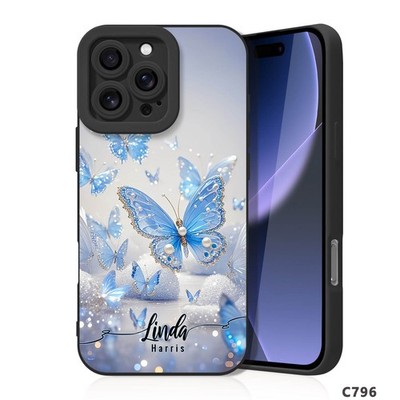 For iPhone 18 Pro Max 17 16e 15 14 Butterfly Custom Rubber Phone Case Thin Cover