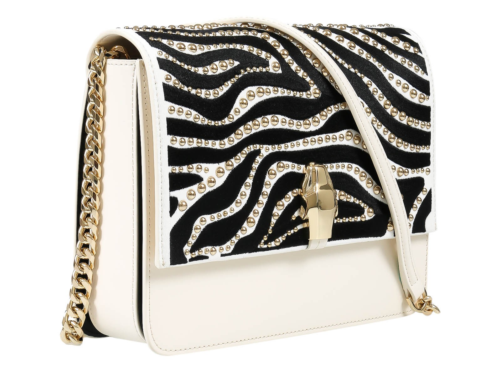 Bolso de hombro grande Roberto Cavalli Class GWLPCN 010 Milano Rmx 01 negro/blanco