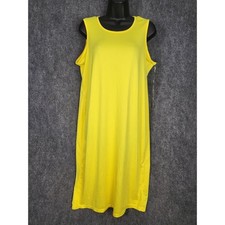 Rouge Collection 2X Yellow Midi Dress Sleeveless Cutout Back Casual Summer Chic