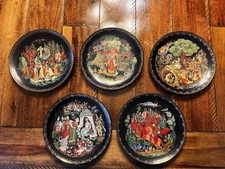Limited Edition set of 5 PALEKH Russian Legends "Fairy Tale” Collector Plates