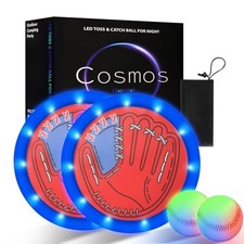 LED Toss and Catch Ball Game Set, Glow in The Dark, Kids Toddler Baseball