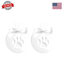 Pet Paw Print Ornament Kit, 2-Pack Keepsake Clay Impression Set with White Ri...