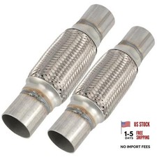 2 Pack 2.5x6x10 Inch Stainless Steel Heavy Duty Exhaust Flex Pipe,