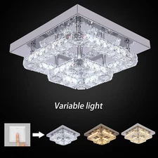 3_Colors LED Ceiling Light Modern Crystal Chandelier Flush Mount Pendant Lights