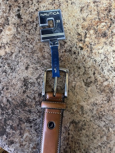 Cintura uomo Nautica cognac doppio punto vera pelle taglia 32 - Foto 2 di 3