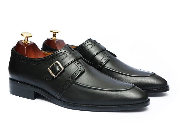 Mens Black Dress Shoes With Silver Buckle Donald Pliner Monk Strap Leather  Dress Shoes Men's Size Black