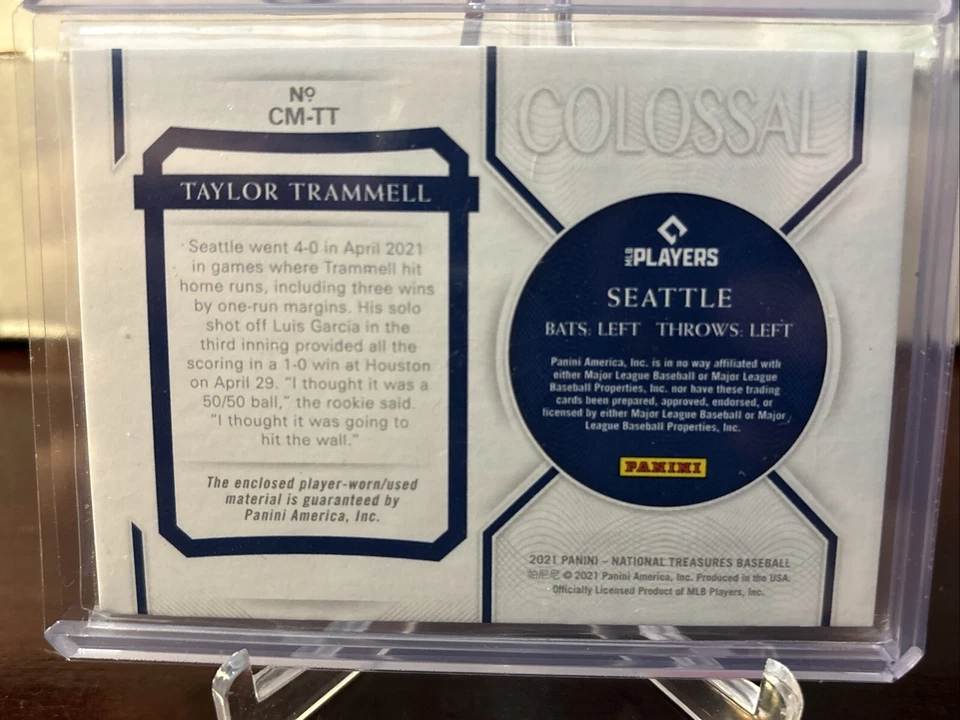 Taylor Trammell 2021 National Treasures Rookie Colossal #01/10 Silver Bat - Image 3 of 3