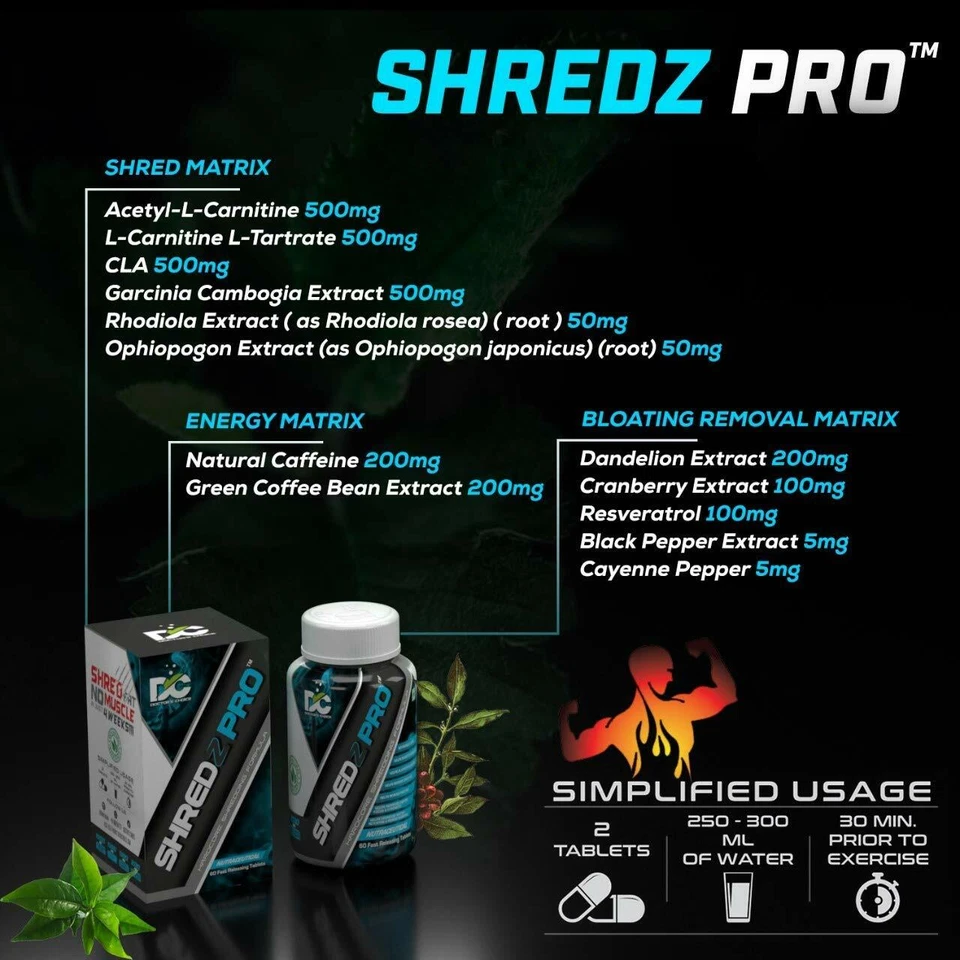 Doctor's Choice SHREDZ PRO Fórmula con 500 mg Acetil-L-Carnitina, CLA, 60 CAP Foto 3 de 4