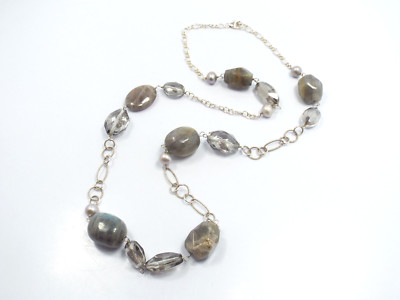 LUC Lucas Lemeth Sterling Silver Labradorite & Crystal Long Necklace, 31''
