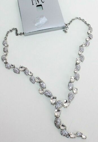 INC International Concepts Necklaces silver color Y neck crystal statement women - Picture 1 of 2