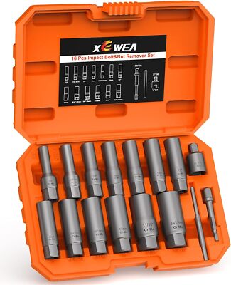 Bolt Extractor Set 16 PCS Deep Impact Bolt & Nut Remover Set Stripped Lug Nut