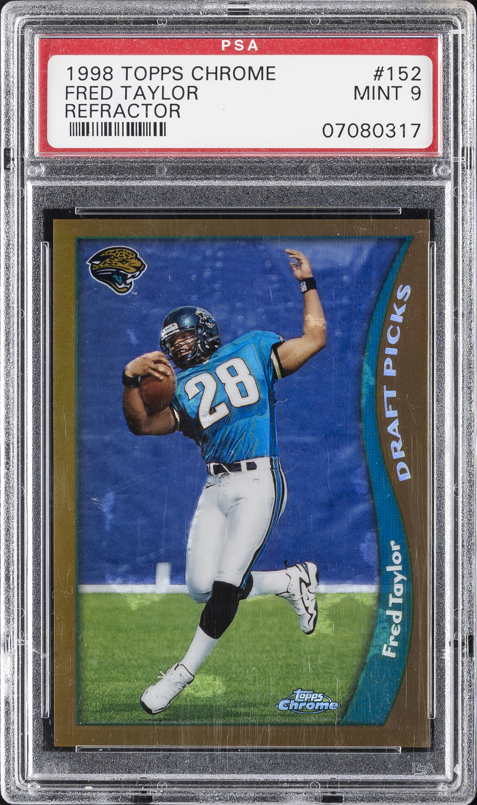 1998 TOPPS CHROME REFRACTOR #152 FRED TAYLOR ROOKIE RC PSA 9