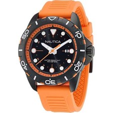 Mens Wristwatch NAUTICA NSR NAPNRS405 Silicone Orange Black Sub 100mt