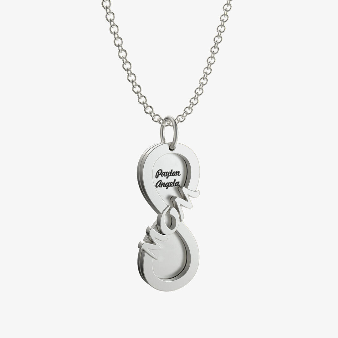 Custom Infinity Pendant Necklace With Engrave 2-6 Names Mothers Day Gift For Her
