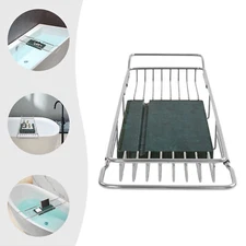 Expandable Stainless Steel Bathtub Tray, Bathtub Tray with Marble Board 68-90cm