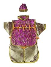 NEW Oriental Wine Liquor Gold Purple Bottle Cover Home Decor Fabric Asian Kimono