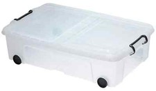 1 x 35L-Strata Storage Boxes Wheeled Clear Plastic Underbed Home Organizer Box