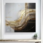 Leinwand Bild XXL Abstrakt Schwarz Grau Gold Wandbilder für Wohnzimmer Büro 8212