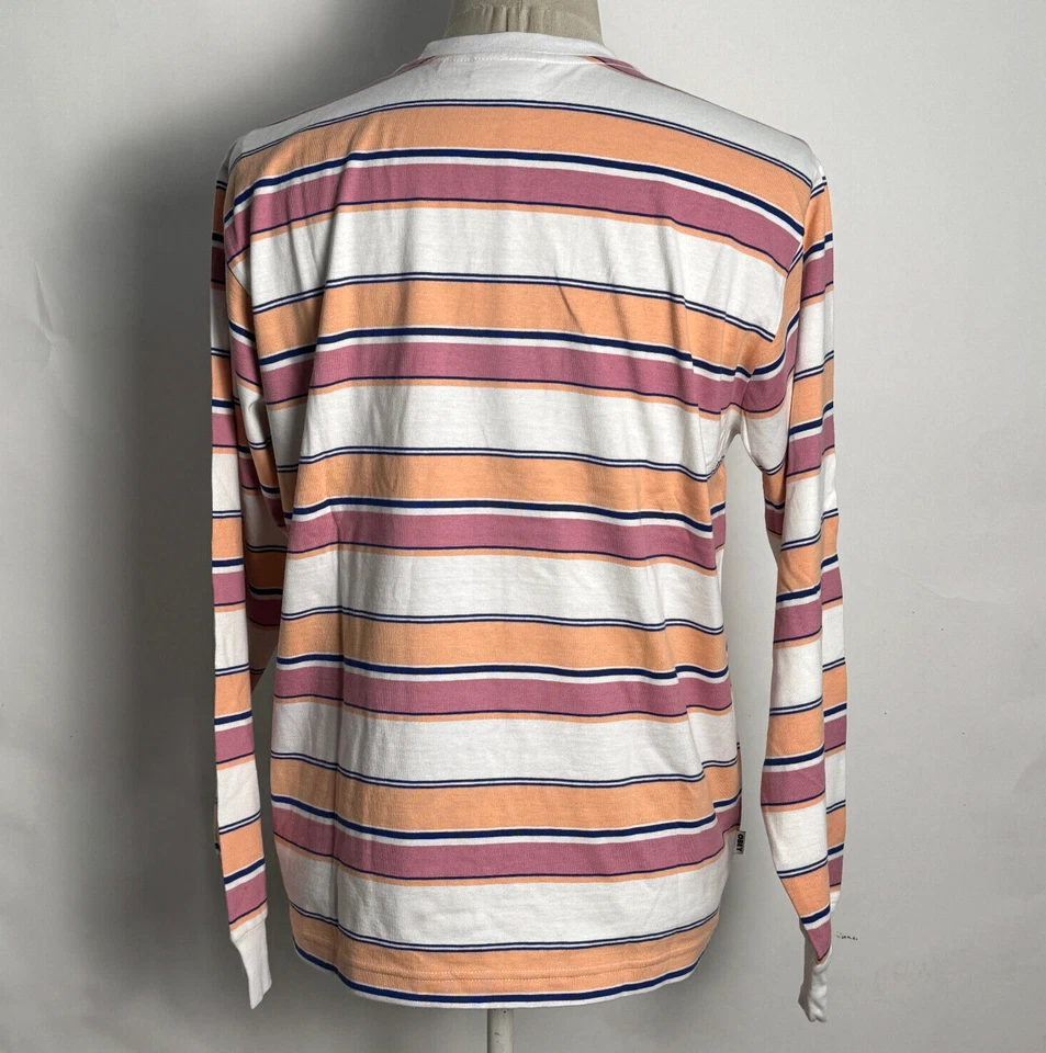 Camiseta Obey Para Hombre Manga Larga Tejida Directa Blanco/Rosa Rayas Talla M NUEVA Foto 2 de 4