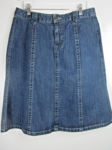 MOOSE CREEK WOMENS SZ 12 SKIRT DENIM A LINE ALL COTTON KNEE LENGTH BASIC SKIRT - 第 1/6 張圖片