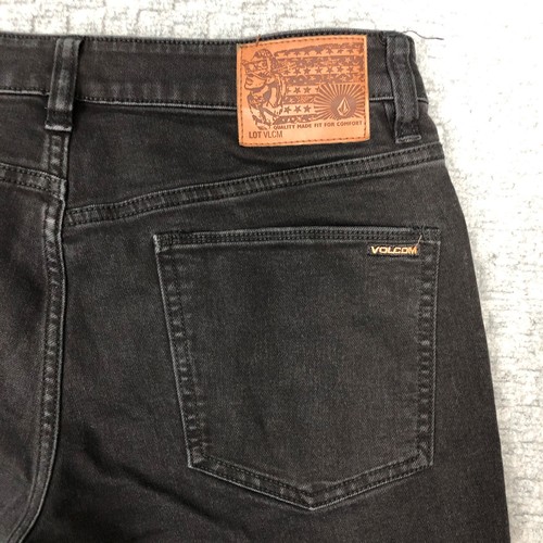 Volcom Jeans Mens 32 Black Slim Straight Dark Wash Denim Everyday Casual Skater - Picture 3 of 10