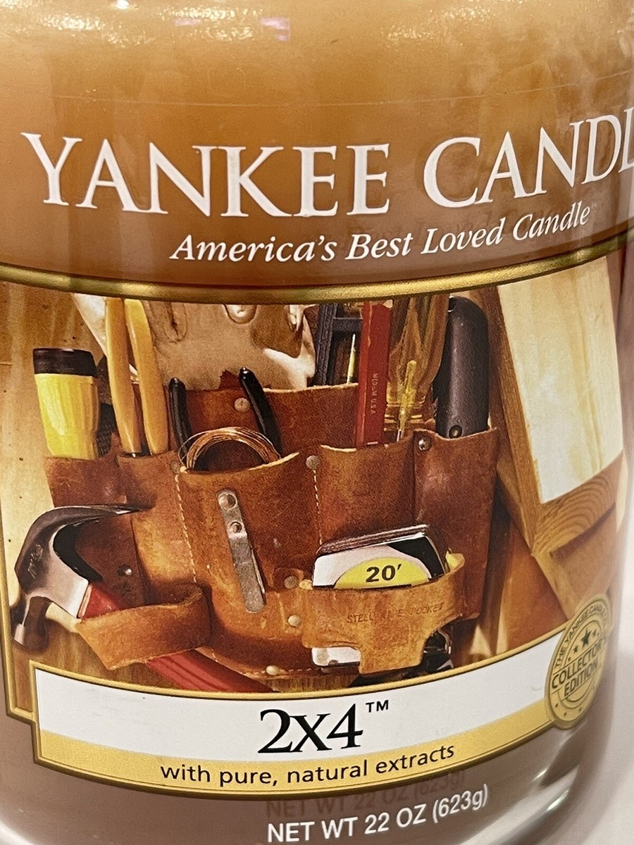 RETIRED RARE NEW YANKEE CANDLE 2X4 LUMBER SCENTED 22 OZ JAR LARGE