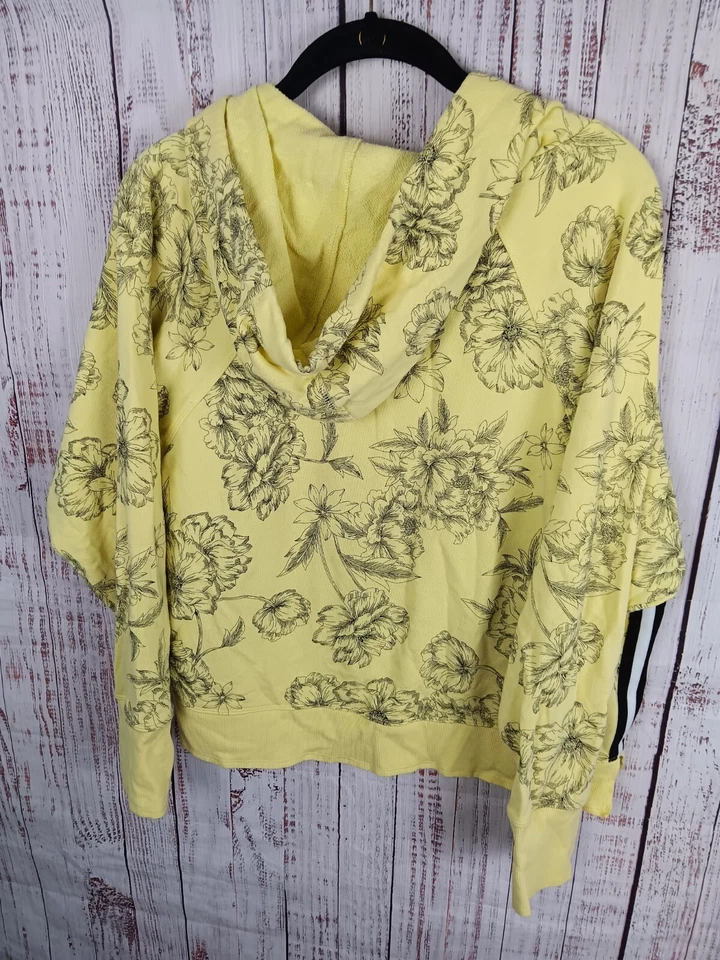 Calvin Klein Performance Fleece Hoodie Women's Large Green Floral Pullover  - Image 2 of 4