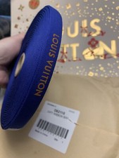 50M of Louis Vuitton Blue Ribbon w/Gold Logo Accent 1/2" Wide New Authentic