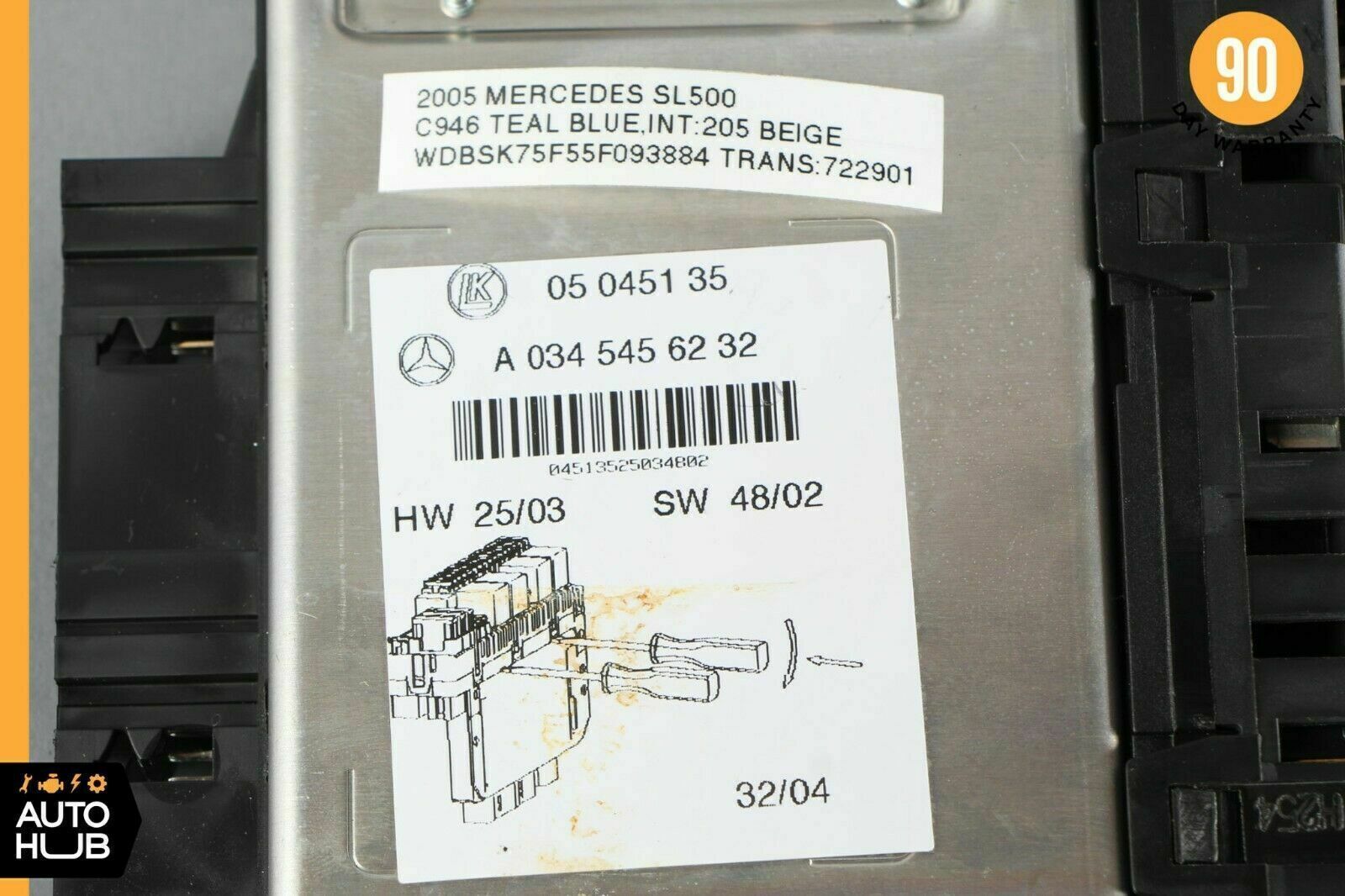 03-12 Mercedes R230 SL500 SL550 SL55 AMG Rear SAM Fuse Box Relay Module OEM