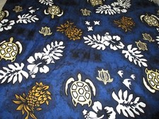 4 yds Batik Sun Action Textiles Sea Turtles Hibiscus 2002 Cotton Quilting Fabric