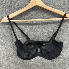 Chantelle Balconette Bra Women M Black Underwired Sheer Hook Eye