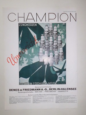 ORIGINAL UM 1930 MOTOR & SPORT WERBUNG CHAMPION DENES FRIEDMANN BERLIN HALENSEE