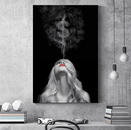 1pc Black & White Canvas Print Frameless Modern Wall Art Living Room Home Decor - Picture 2 of 3