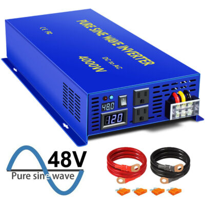 4000 Watt Pure Sine Wave Inverter 48v DC to 110v 120V AC Off Grid Car