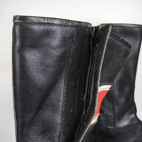 Vintage Gaerne Motorcycle Boots Mens Size 10.5/45 Black Leather Red White Logo - Picture 8 of 10
