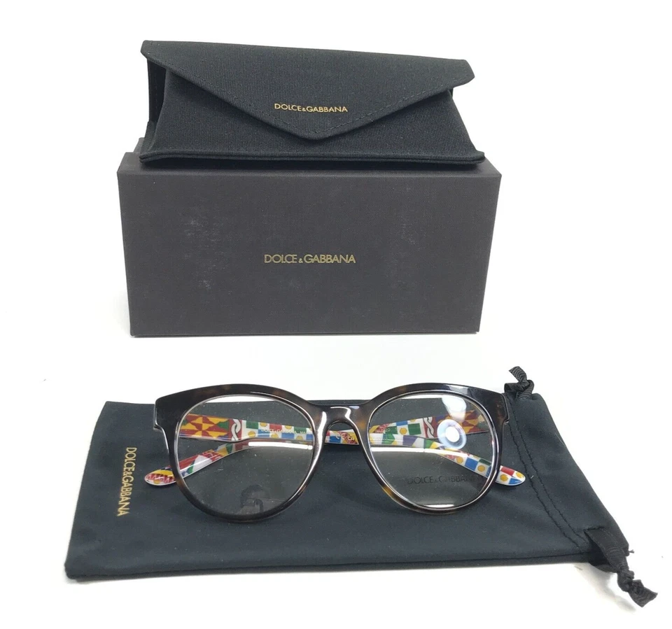 Monturas de gafas Dolce & Gabbana DG3334 3217 Havana sobre carretilla blanca 52-20-145 Foto 2 de 4