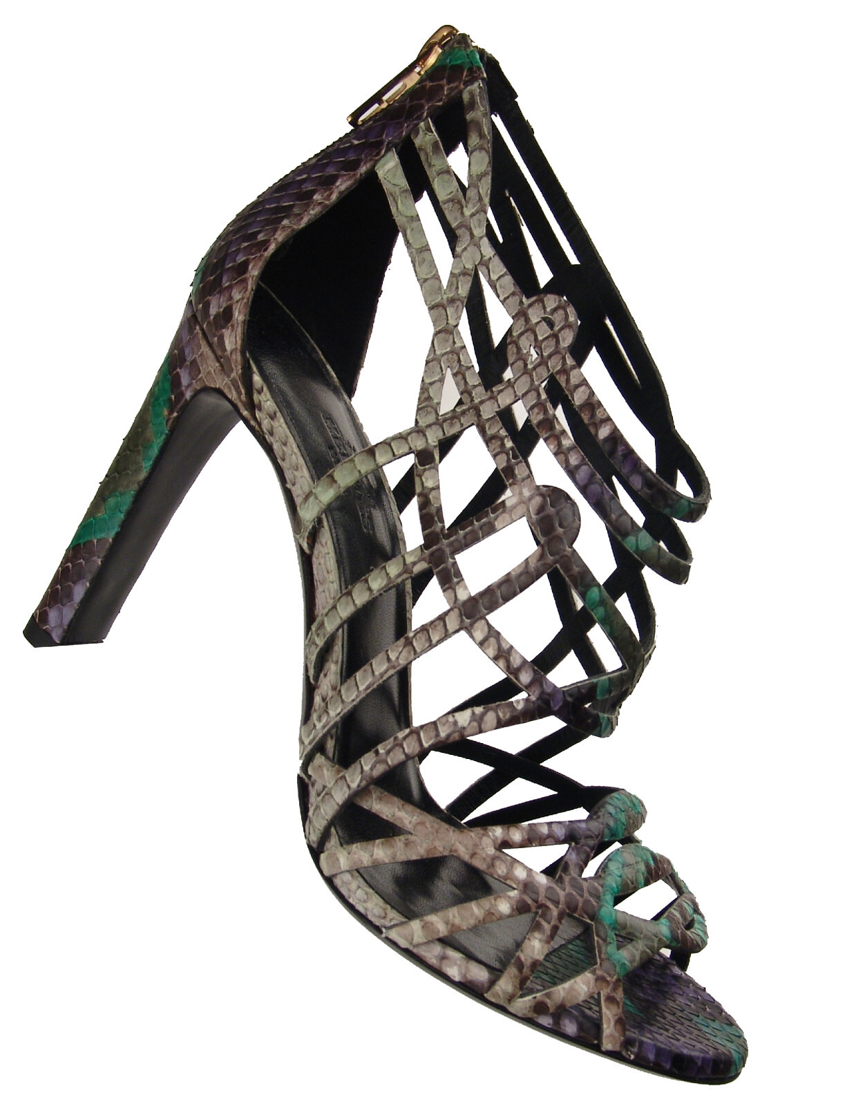 Hermes Multicolor Python Open Toe Cage Sandals Pu… - image 4